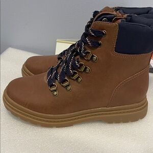 Kids Brown Lace-Up Ankle Boots